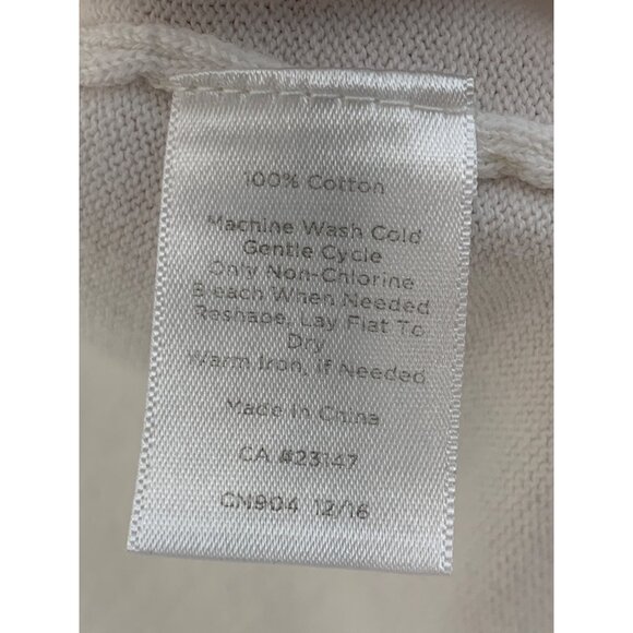 Talbots White Cotton Open-Front Cardigan Sweater Size M GUC 7421 3/4 sleeve - Picture 4 of 8